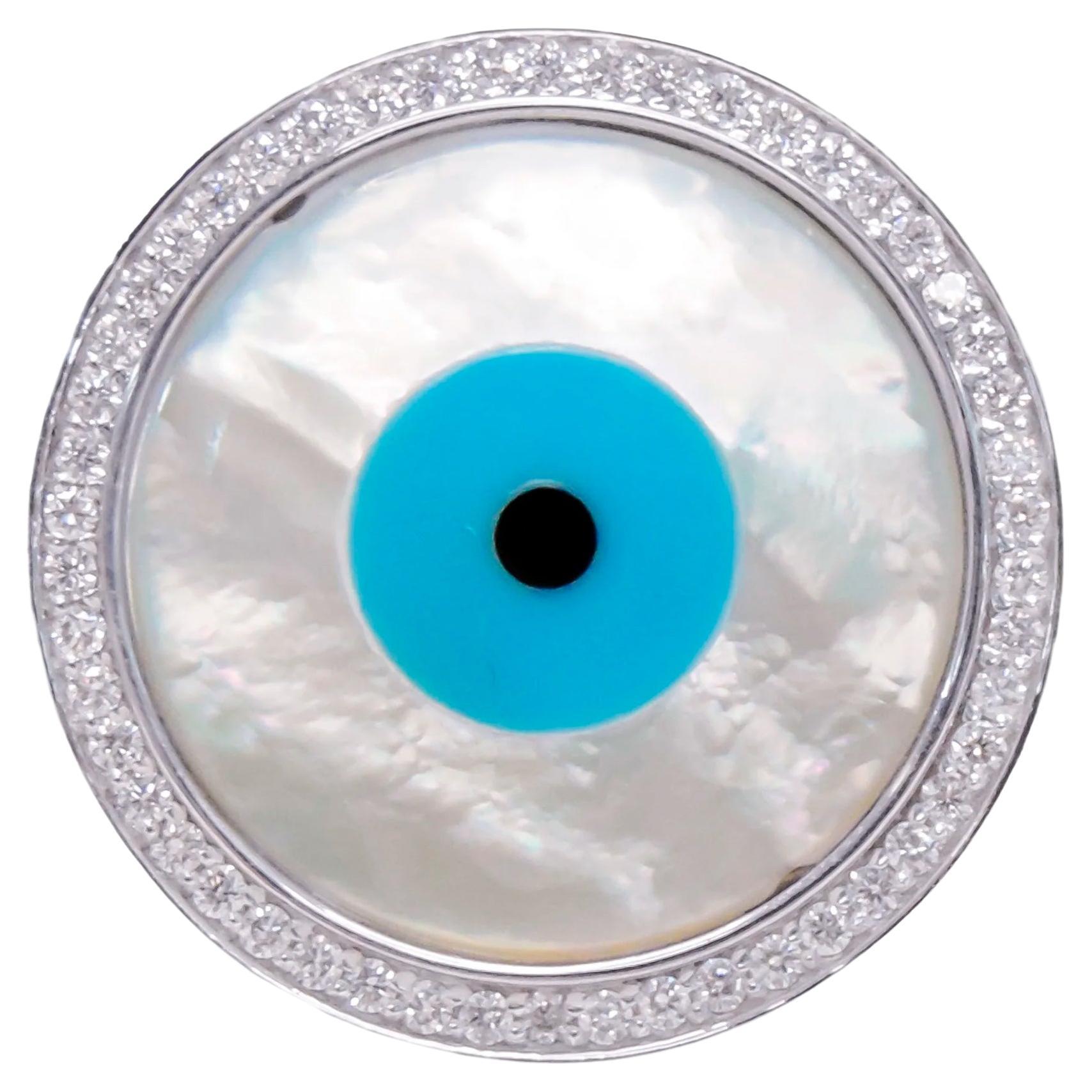 Evil Eye (Round) Bag Bijoux with Natural Diamonds
