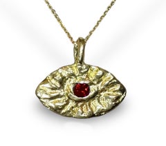 Evil Eye Ruby Protection Necklace for Men 18 K Gold