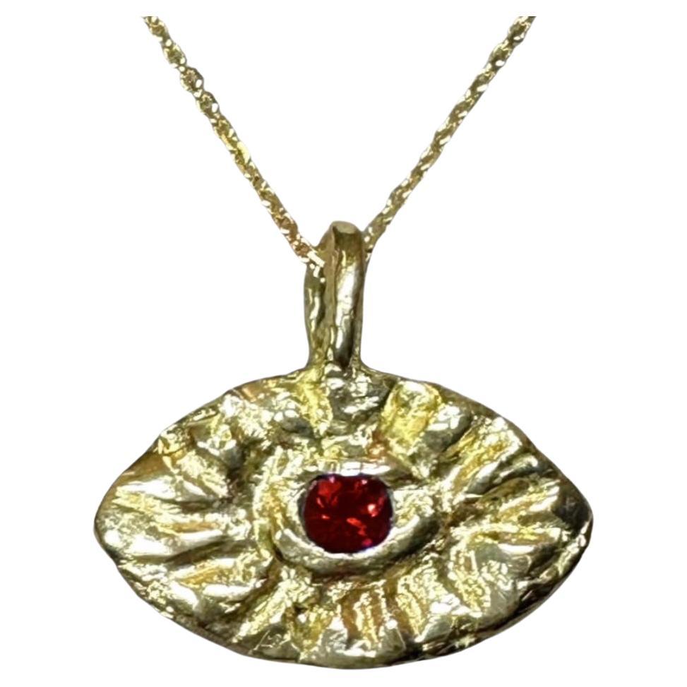 Evil Eye Ruby Protection Necklace for Men 18 K Gold