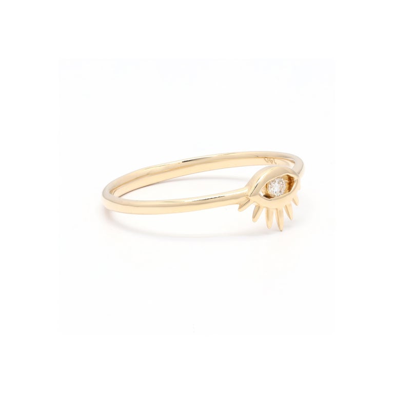 For Sale:   Stacking Ring with Evil Eye Diamond Ring in 14K Yellow Gold 3