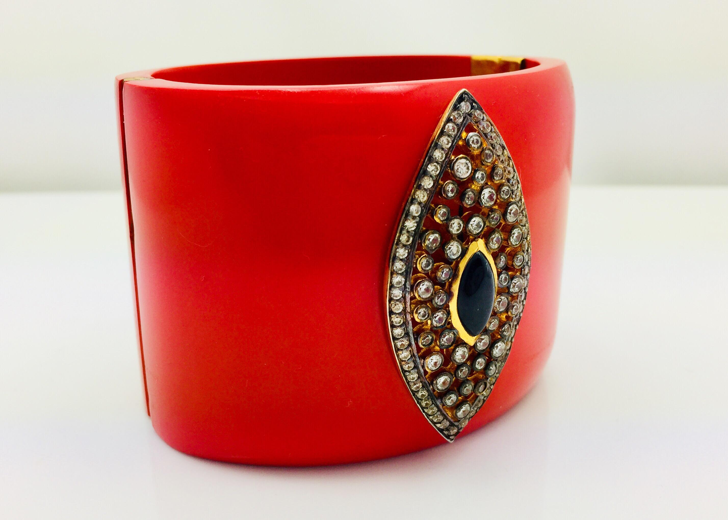 Modern Evil Eye Statement Resin Cuff  For Sale