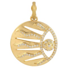 Pendentif Evil Eye & Sun Rays en or jaune 14 carats avec diamants