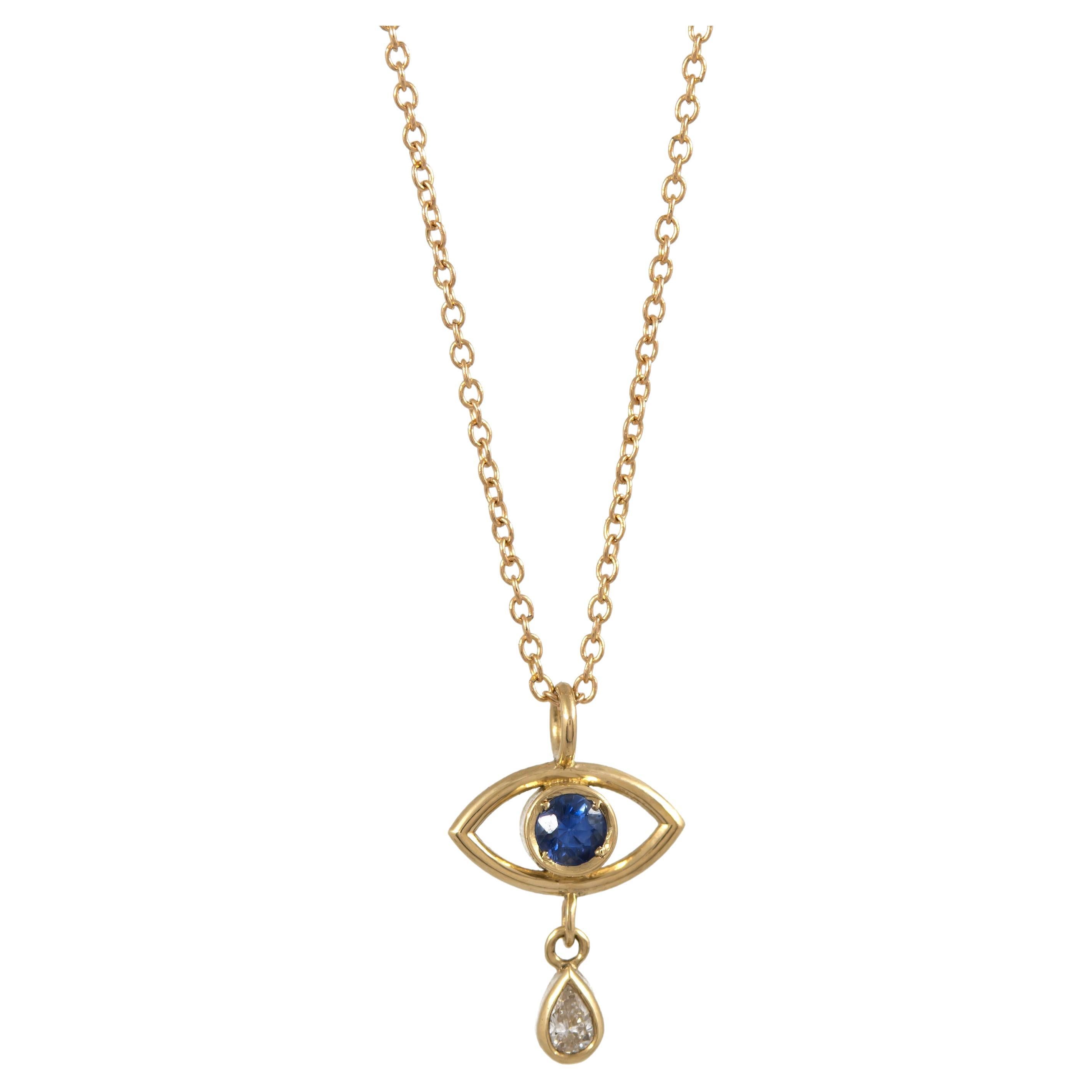 Marlo Laz Diamond White Onyx Opal 14K Yellow Gold Evil Eye Pendant
