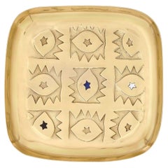 Evil Eye Trinket Tray Large in Brass with Semi Precious Inserts