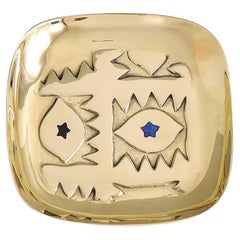 Evil Eye Trinket Tray Small in Brass with Semi Precious Inserts