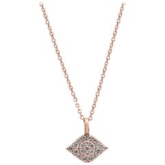 Evil Eye White Diamond Round Rose Gold Fashion Drop Pendant Chain Necklace