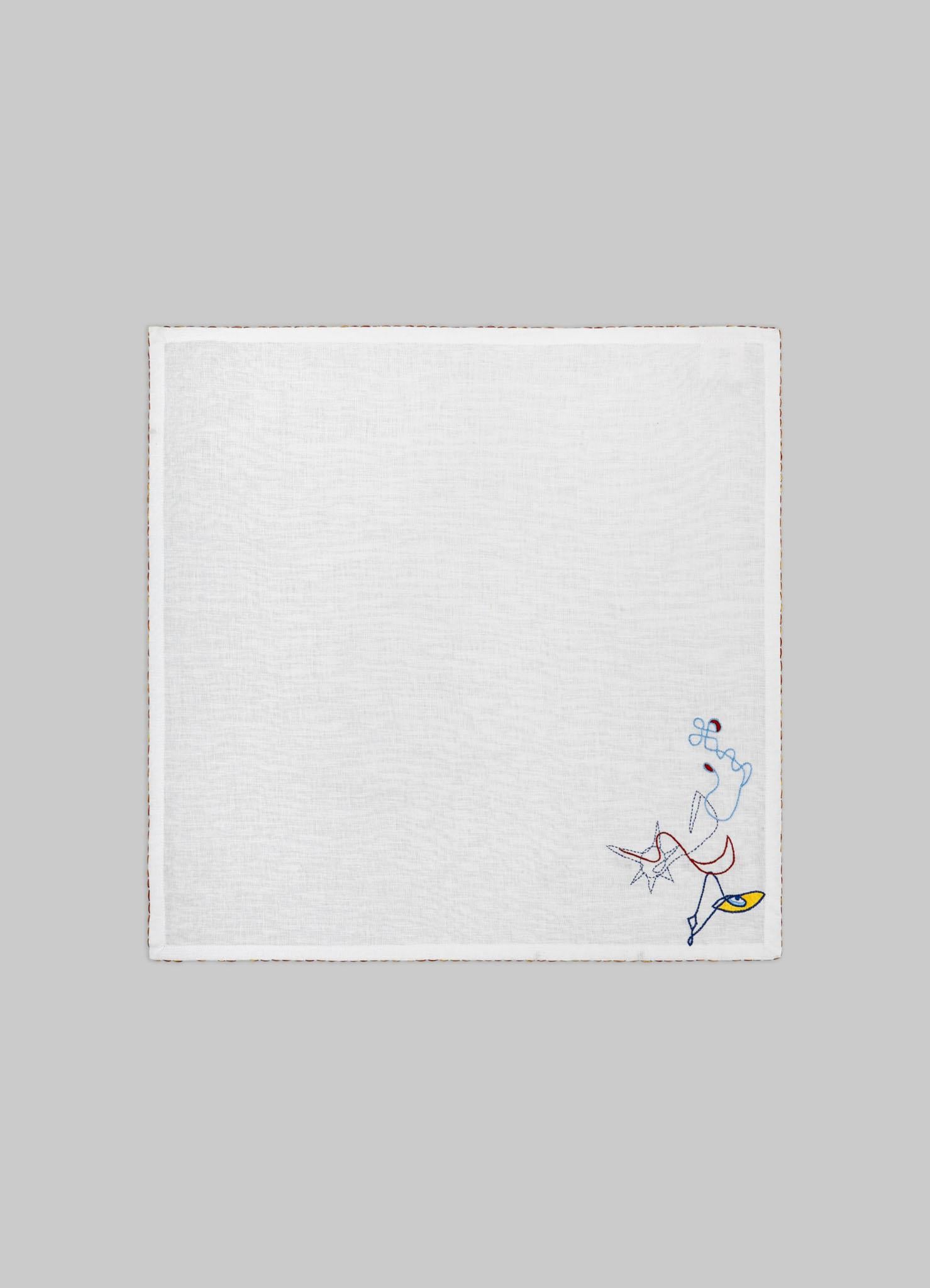 Indien Serviette de table blanche brodée à la main 