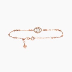 Evil Eye White Pearl & Fancy Diamond 18K Rose Gold Bead Link Chain Armband