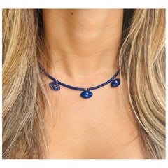 EVIL EYES Necklace with Lapis, Diamonds, Emeralds & 14k Gold