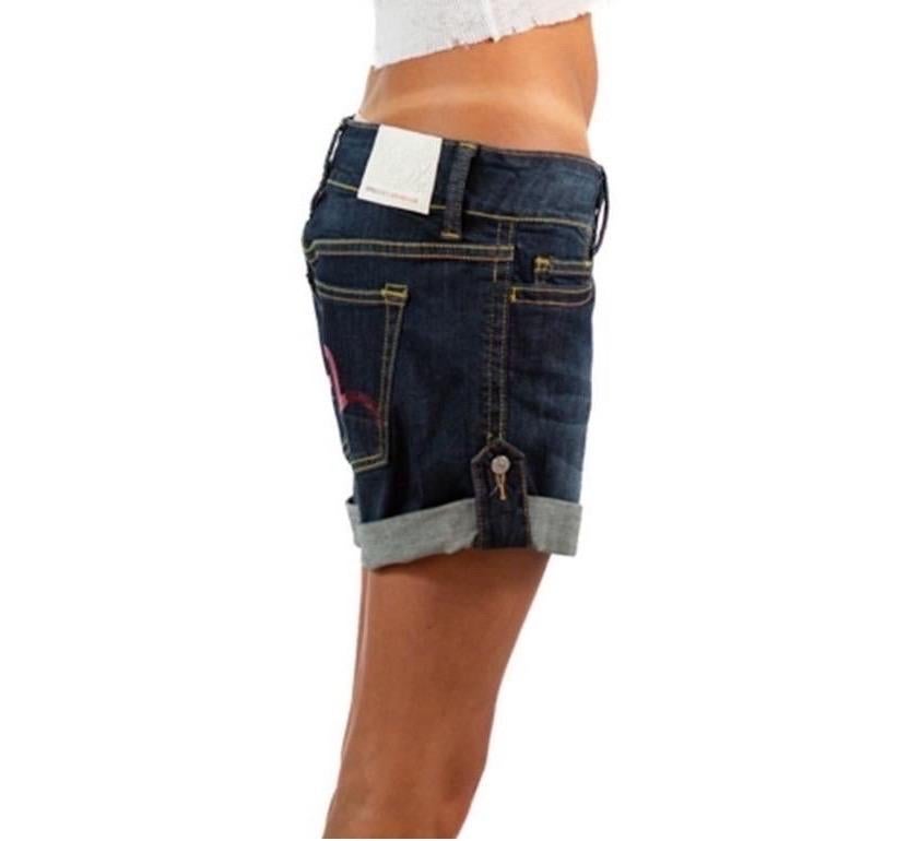 Noir Short en jean Evisu rose à paillettes en vente