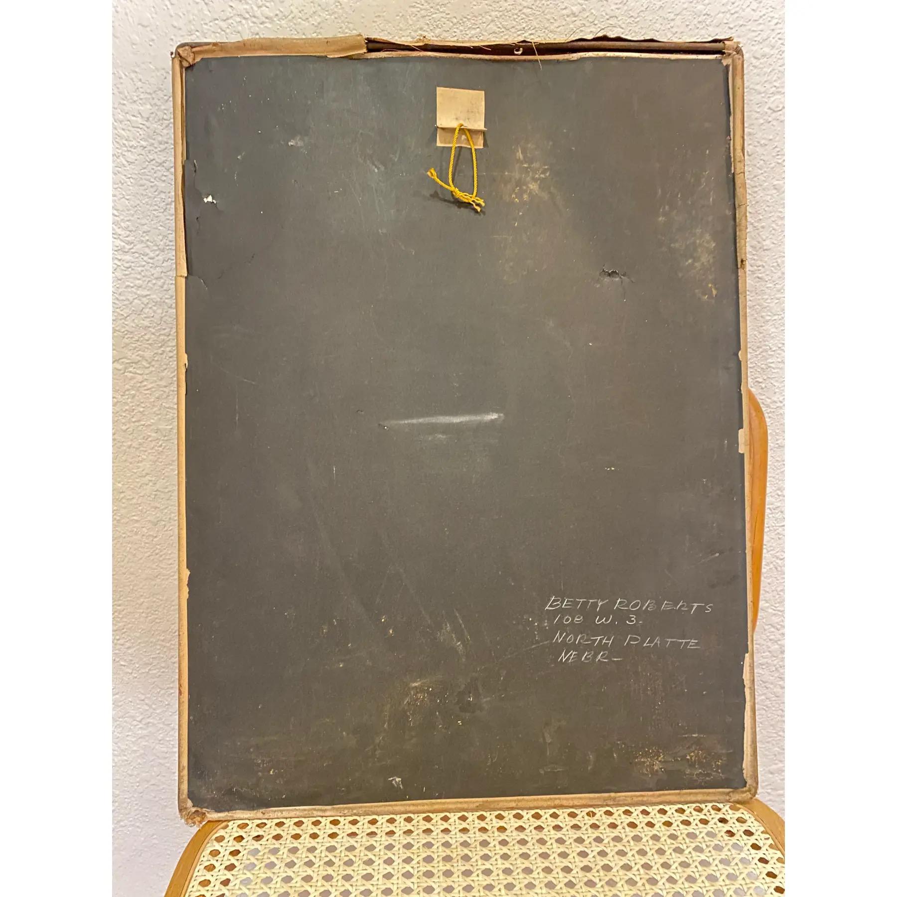 Peinture évocatrice des années 1940 représentant une femme dans des tons ocre en vente 5