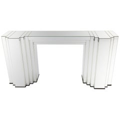 Evocative Art Deco Multifaceted Mirror Console Table