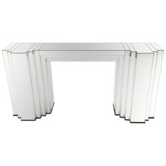  Art Deco Multifaceted Mirror Veneer Console Table