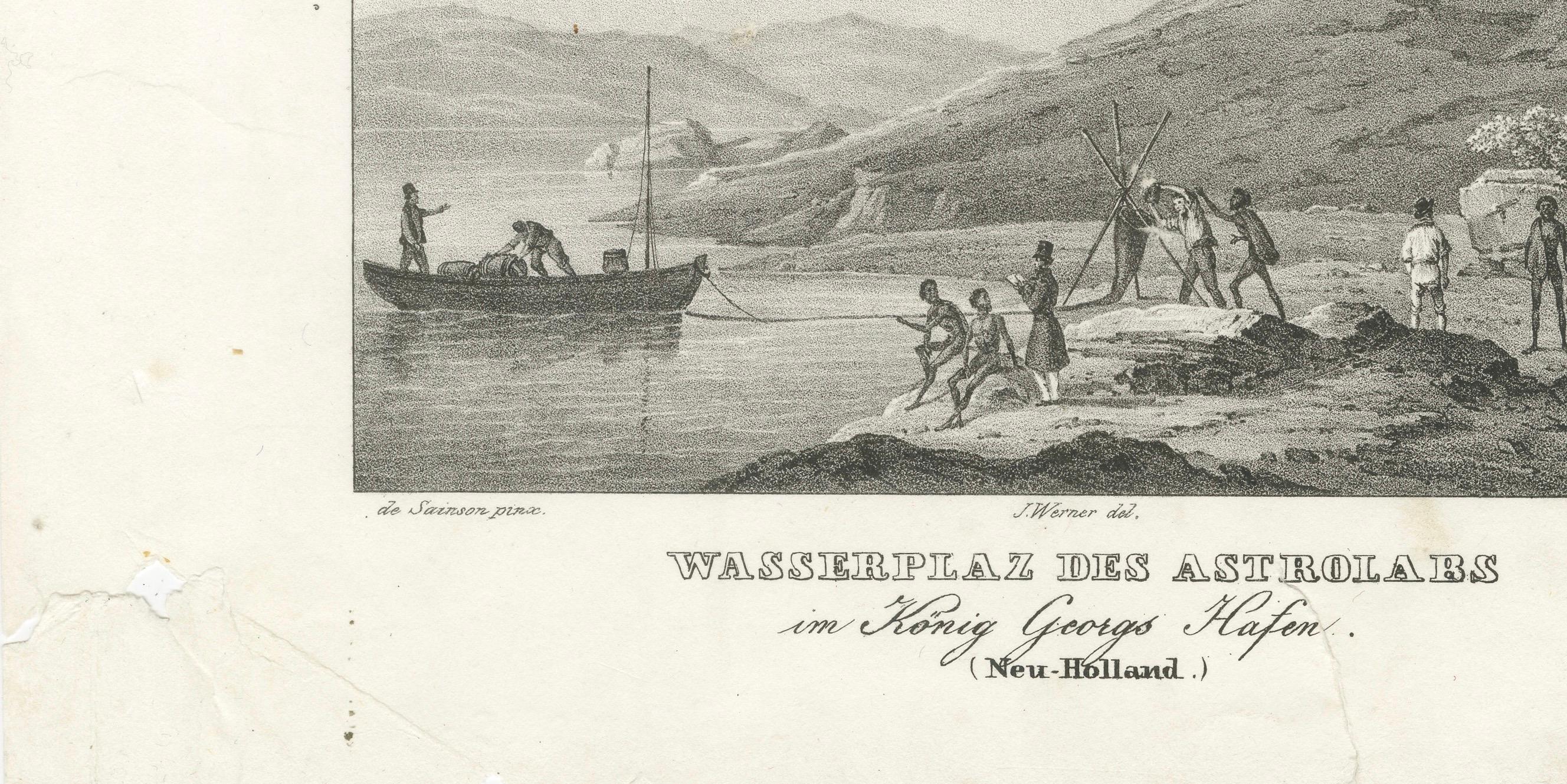 Scene suggestive dal porto di King George (l'odierna Albany, Australia), 1836 In condizioni discrete in vendita a Langweer, NL
