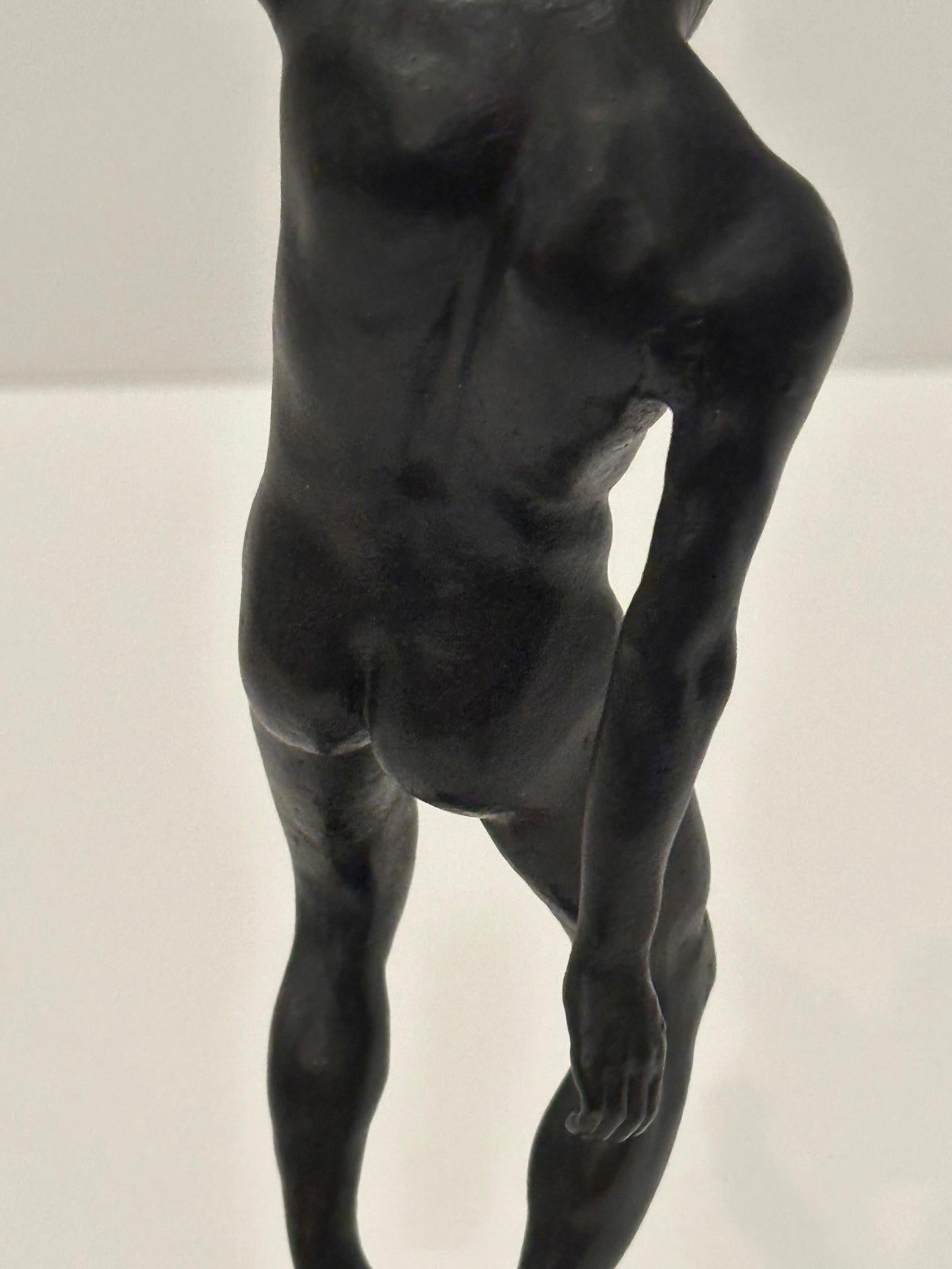 Evocative Signed Bronze Sculpture of Male Nude 2