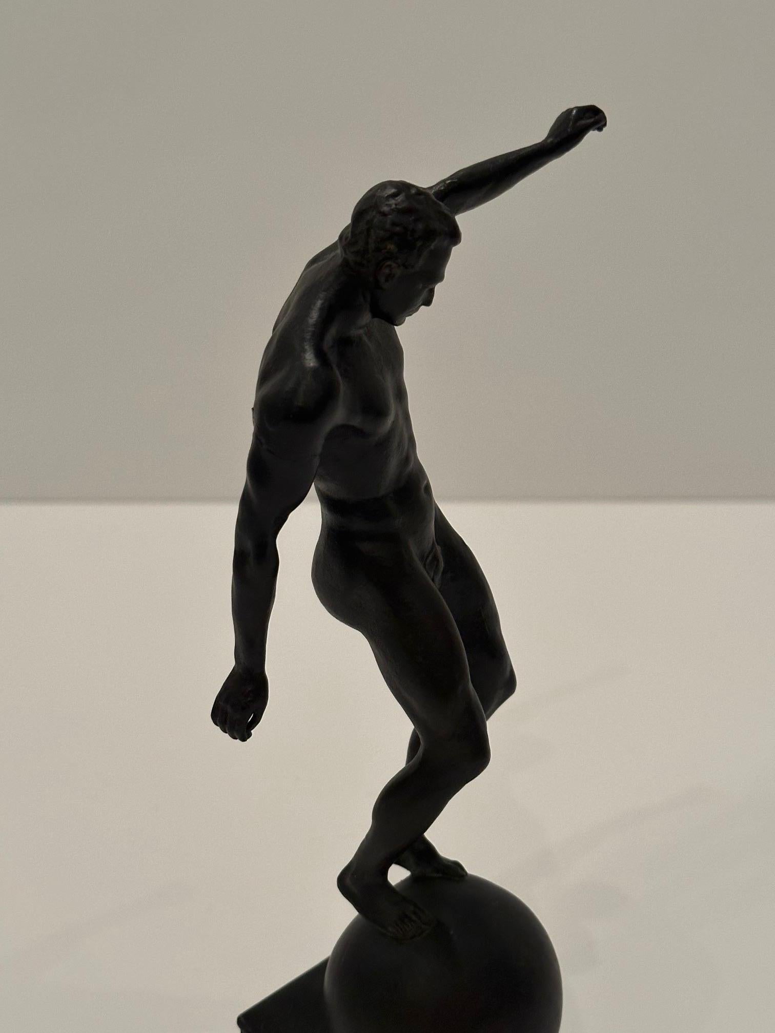 Evocative Signed Bronze Sculpture of Male Nude 3