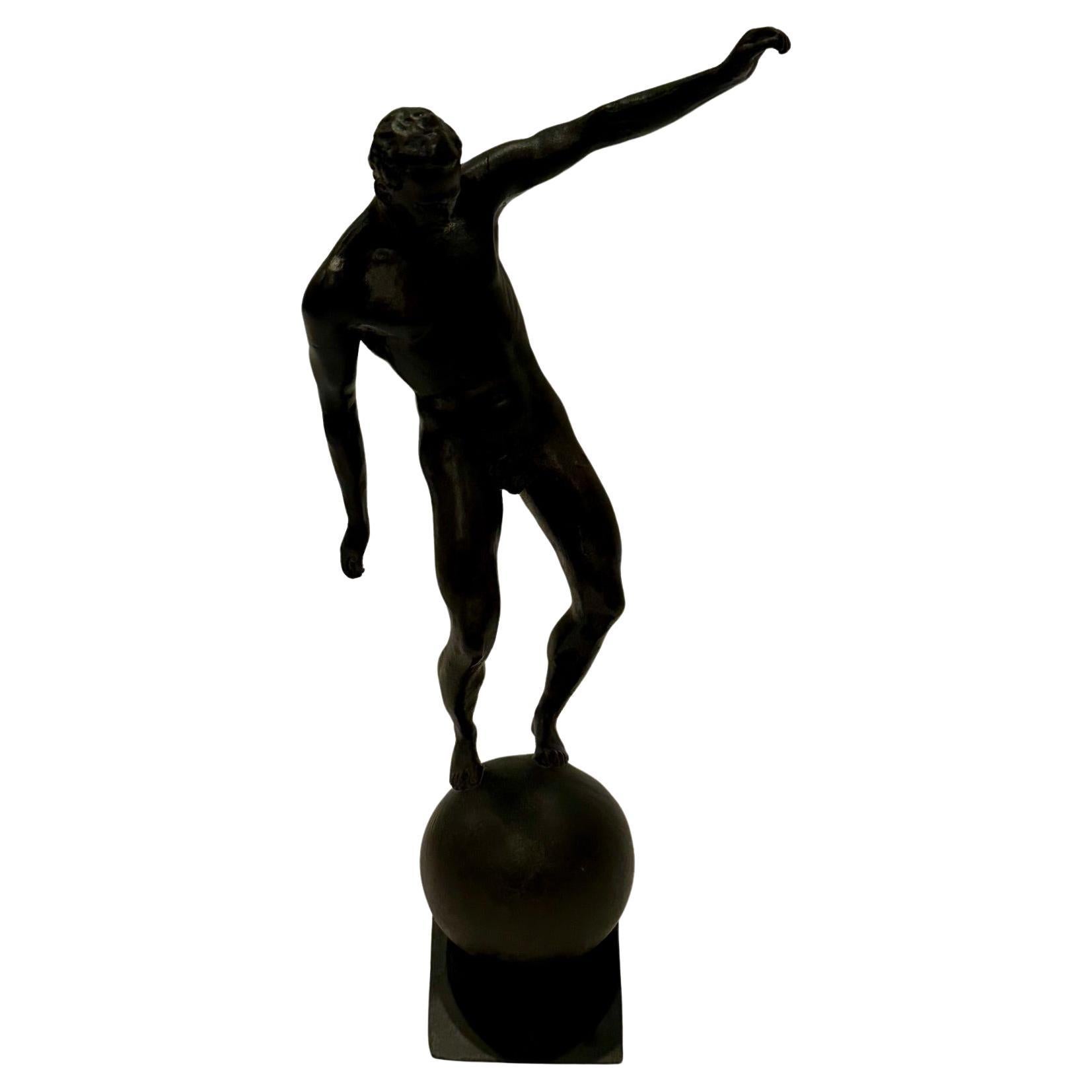 Evocative Signed Bronze Sculpture of Male Nude