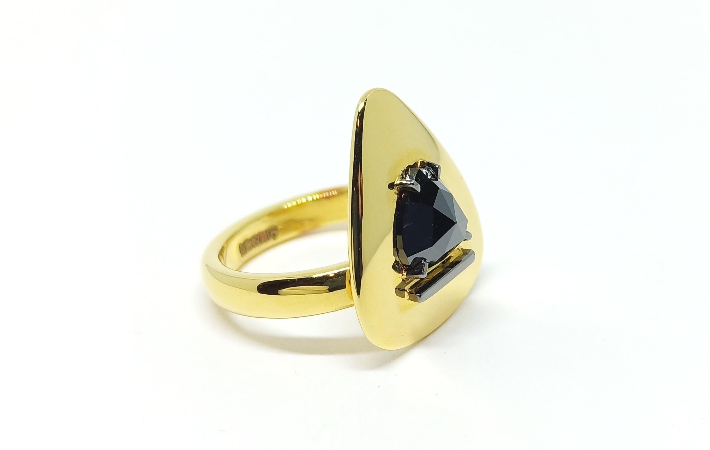 Evoke Awe from the love of your life. This One-of-a-Kind Ring makes her feel ‘Out of this World’. The detailing conveys your caring for her.

An elegant 18 Karat Green Gold Ring featuring a solitaire Black Rose cut Diamond weighing 1.33 carats on