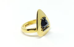 Evoke Awe with Contemporary One of a Kind Black Rosecut Diamond Green Gold Ring