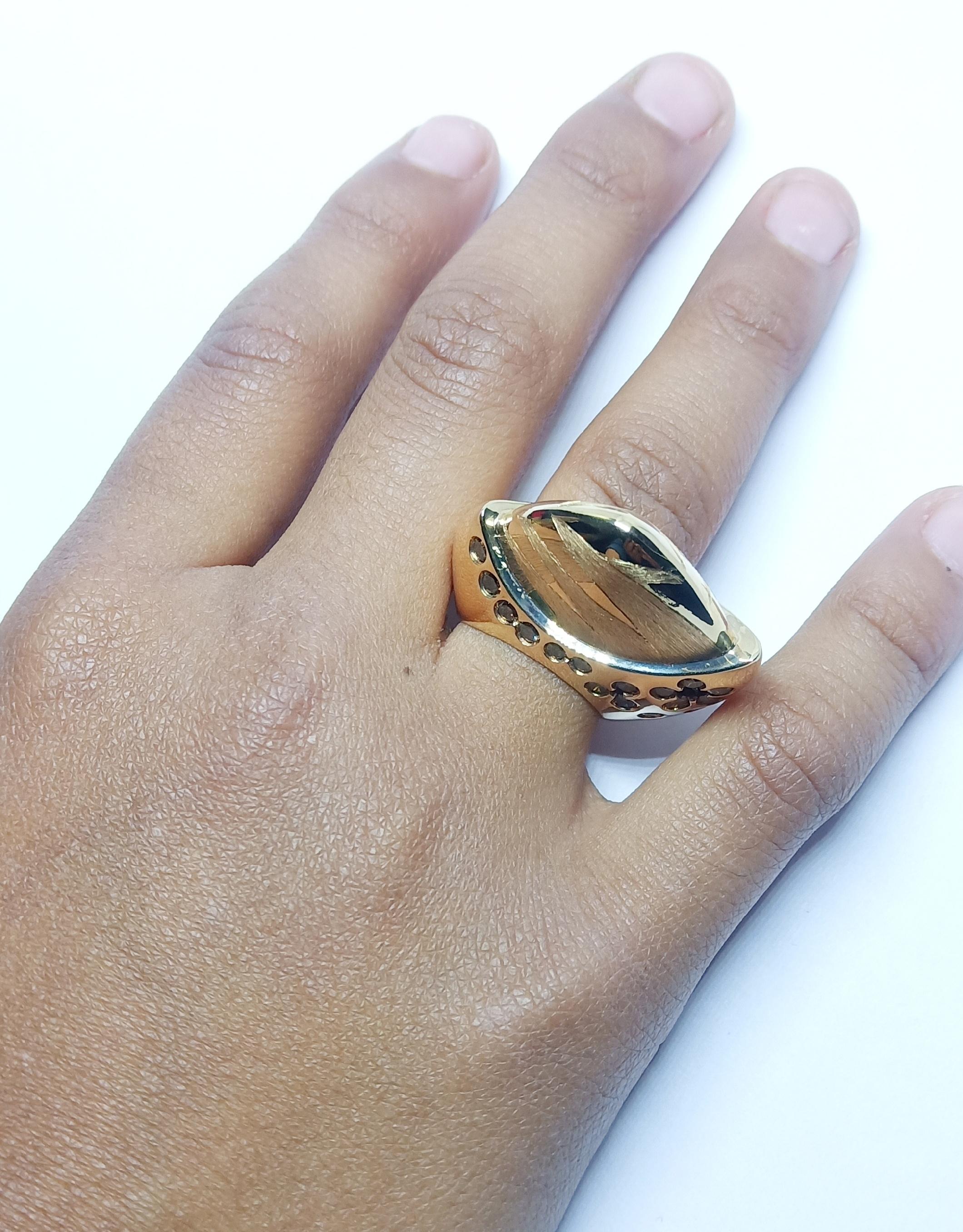 Reverence Escorts You with One of a Kind Brown Diamond Rose Gold Cocktail Ring For Sale 2