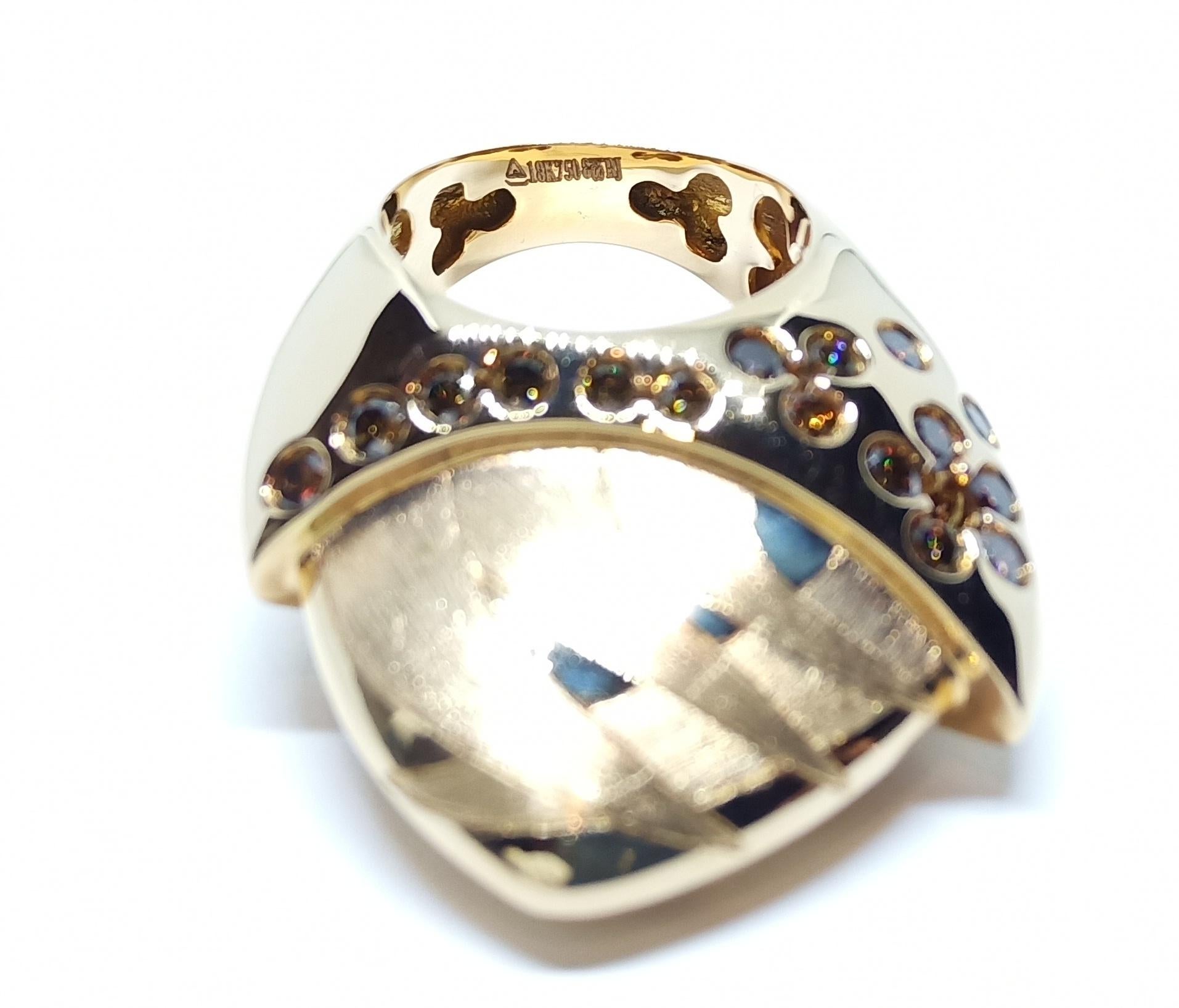 Reverence Escorts You with One of a Kind Brown Diamond Rose Gold Cocktail Ring In New Condition For Sale In NEW DELHI, IN