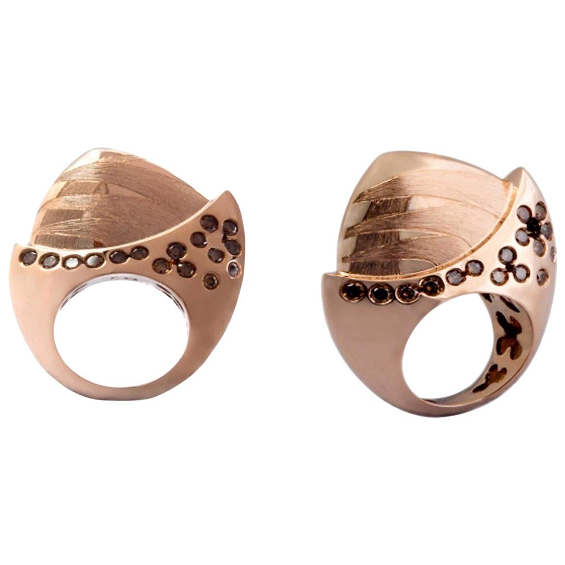 Reverence Escorts You with One of a Kind Brown Diamond Rose Gold Cocktail Ring For Sale