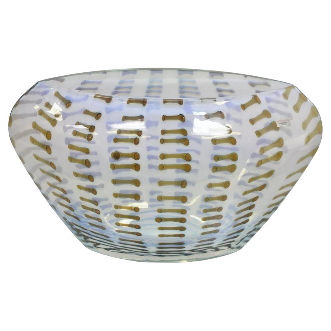 Evolution by Waterford Opal & Amber 18" Crystal Glass Centerpiece Bowl in Box