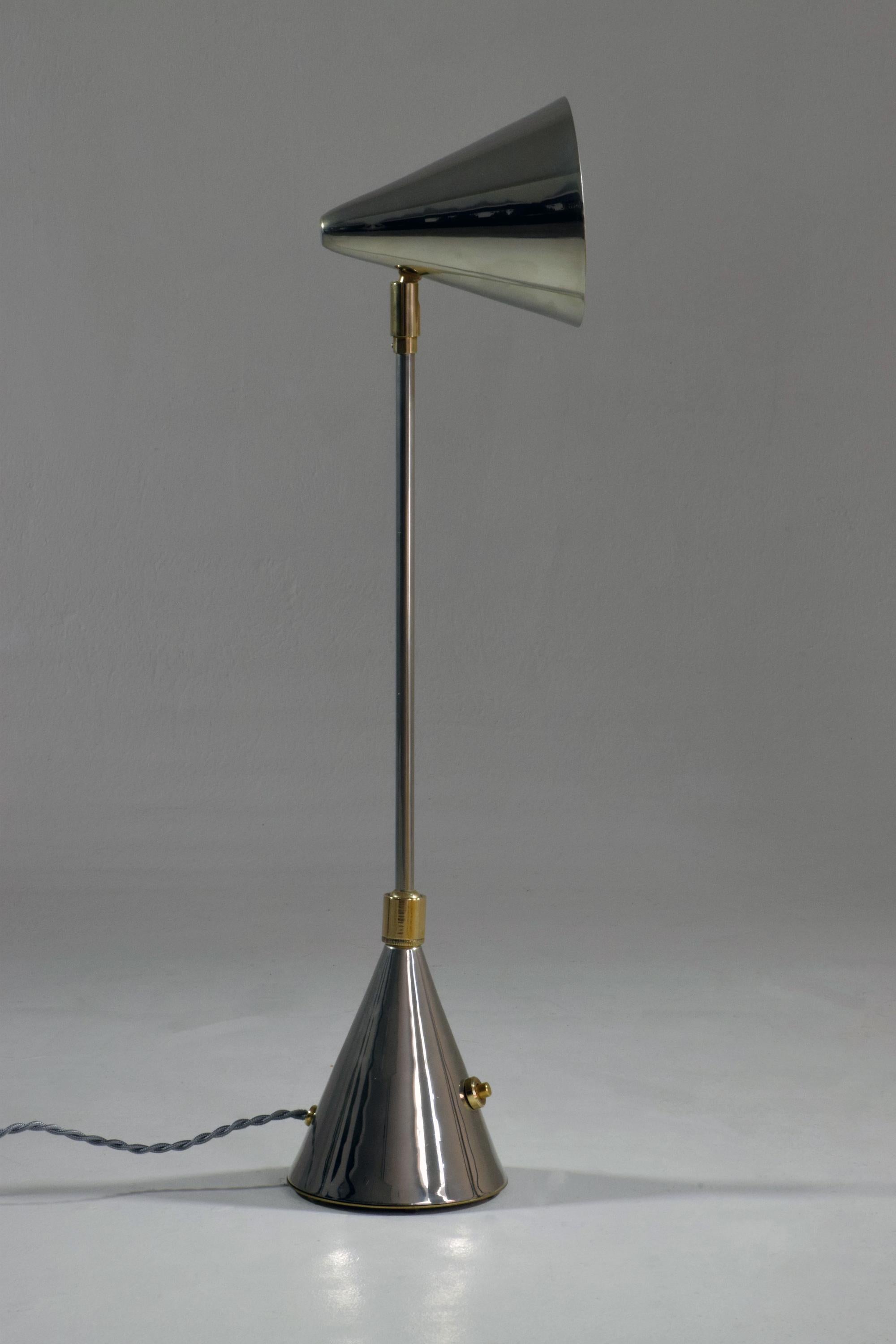 French Evolution-I Contemporary Brass Table Lamp, Flow Collection