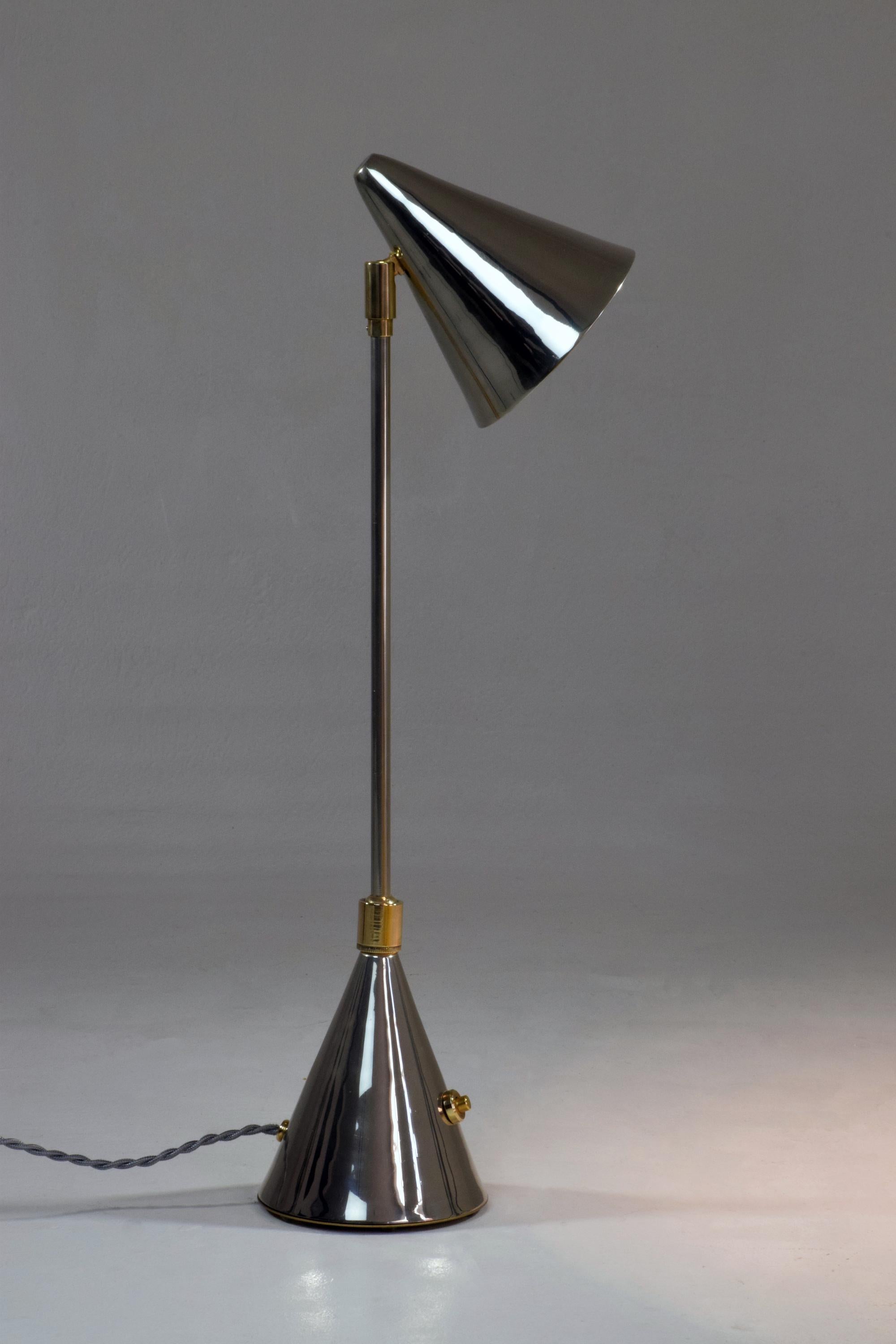 Polished Evolution-I Contemporary Brass Table Lamp, Flow Collection