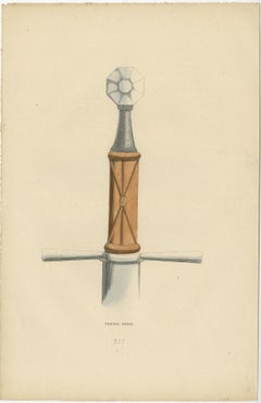 Evolution of Medieval Helmets: Armet, Sallet, and Burgonet, Lithograph of 1847