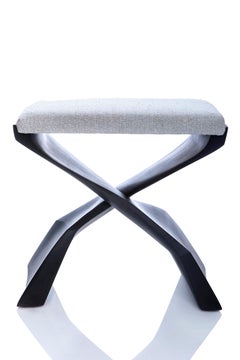Evo Stool Grande, Carved Modern Sculptural, Organic, Sapele - Ebonized black