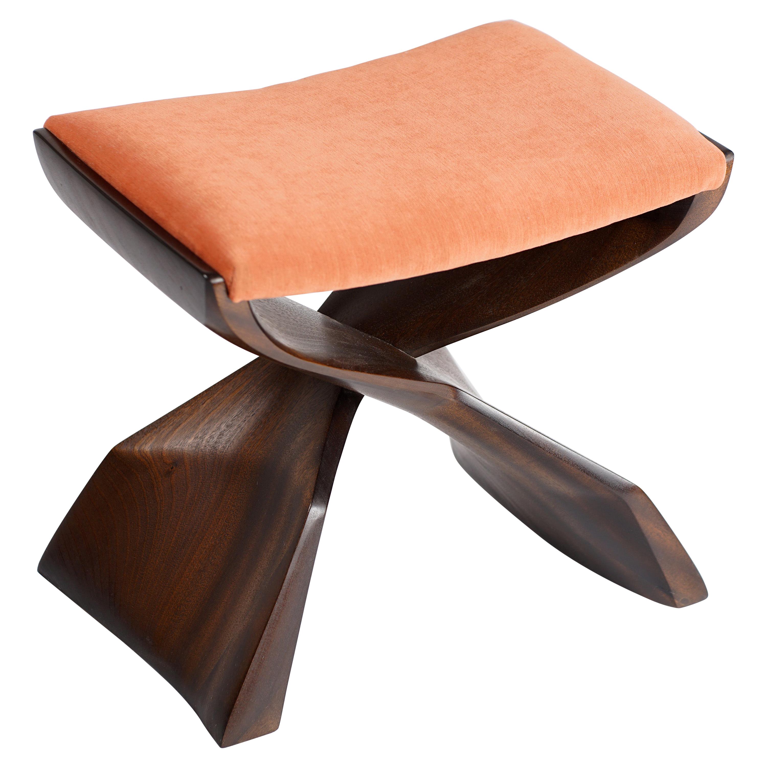 Evolution Stool Hand Carved Sculptural Stool in Sapele, Finish in Sapele Traite