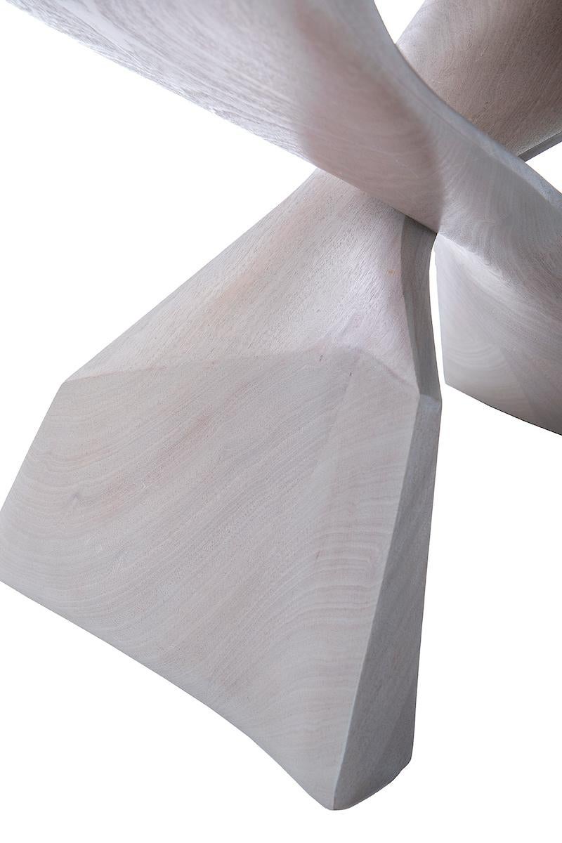 Evolution Stool-Sculptural, Organic, Hand Carved, Cerused Sapele Wood Stool For Sale 1