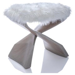 Evolution Stool-Sculptural, Organic, Hand Carved, Cerused Sapele Wood Stool