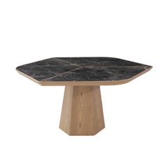 21st Century, Modern, Wood, Marble, Hexagonal, Sculptural, Evolve Dining Table