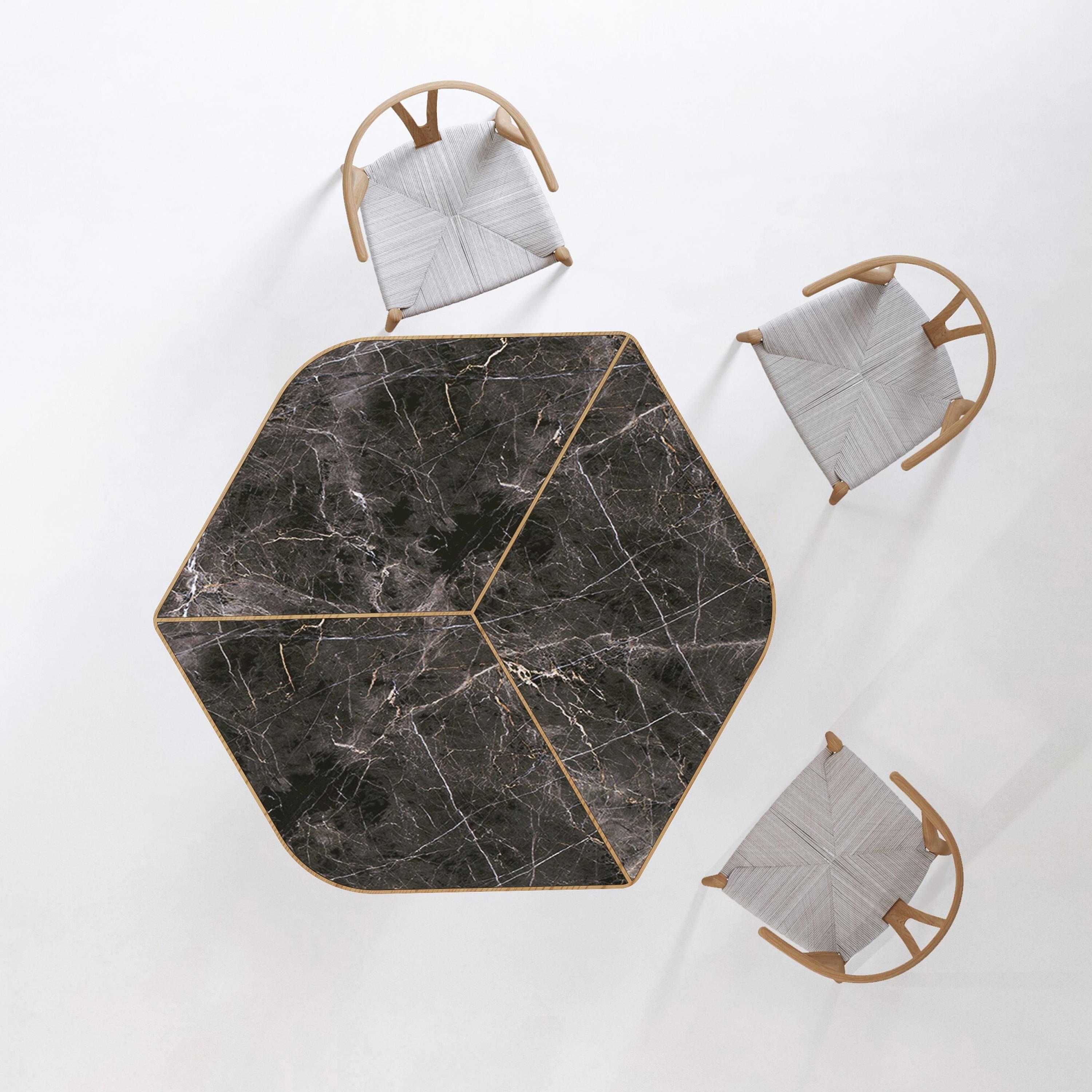 hexagon marble dining table
