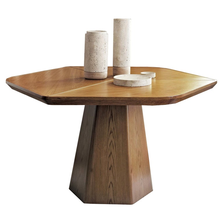 21st Century, Modern, Wood, Hexagonal, Sculptural, Evolve Dining Table For Sale