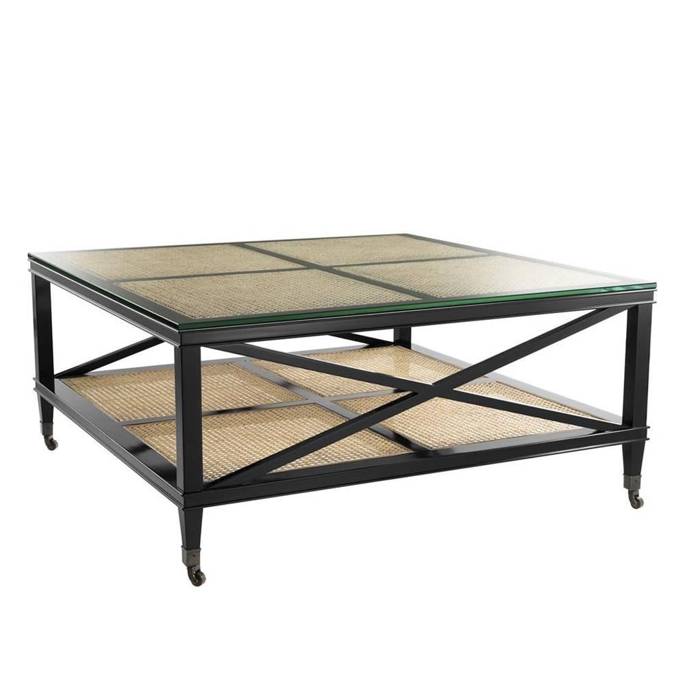 Indonesian Evora Coffee Table in Black Lacquered Solid Mahogany Wood