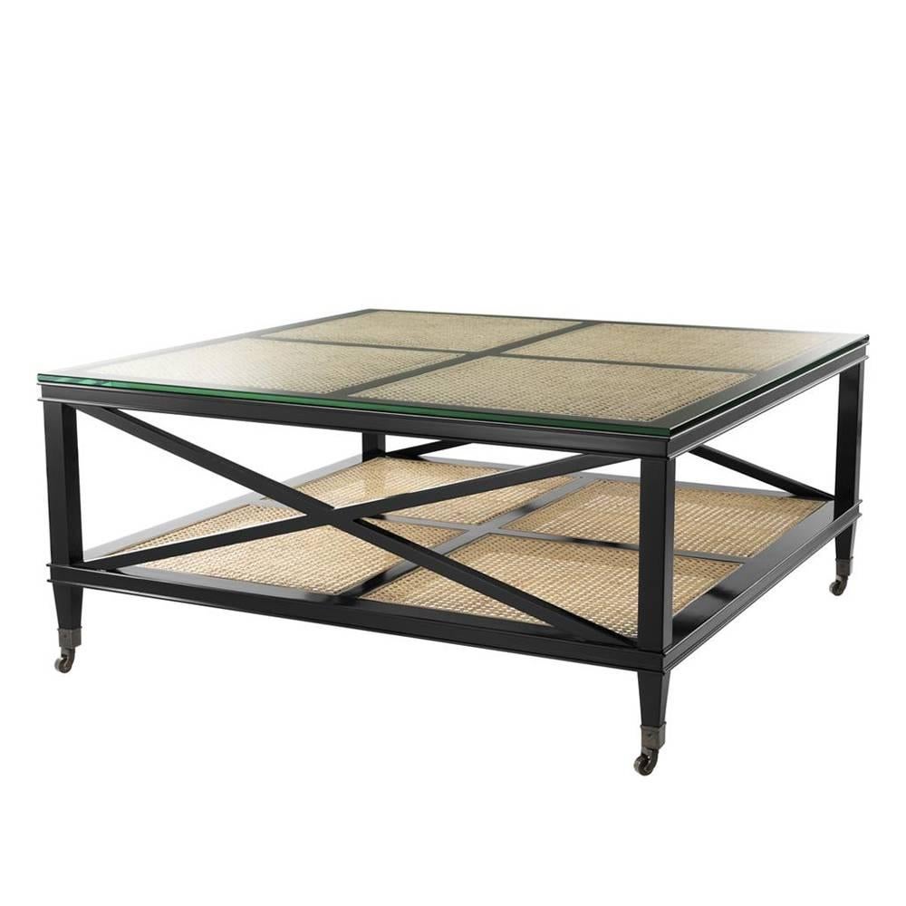 Evora Coffee Table in Black Lacquered Solid Mahogany Wood