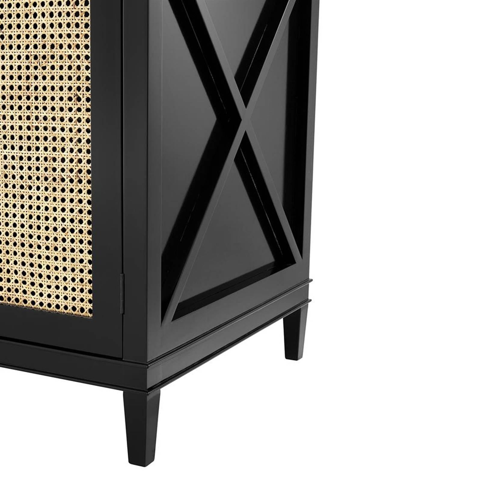 Bronze Evora Sideboard in Black Lacquered Solid Mahogany Wood