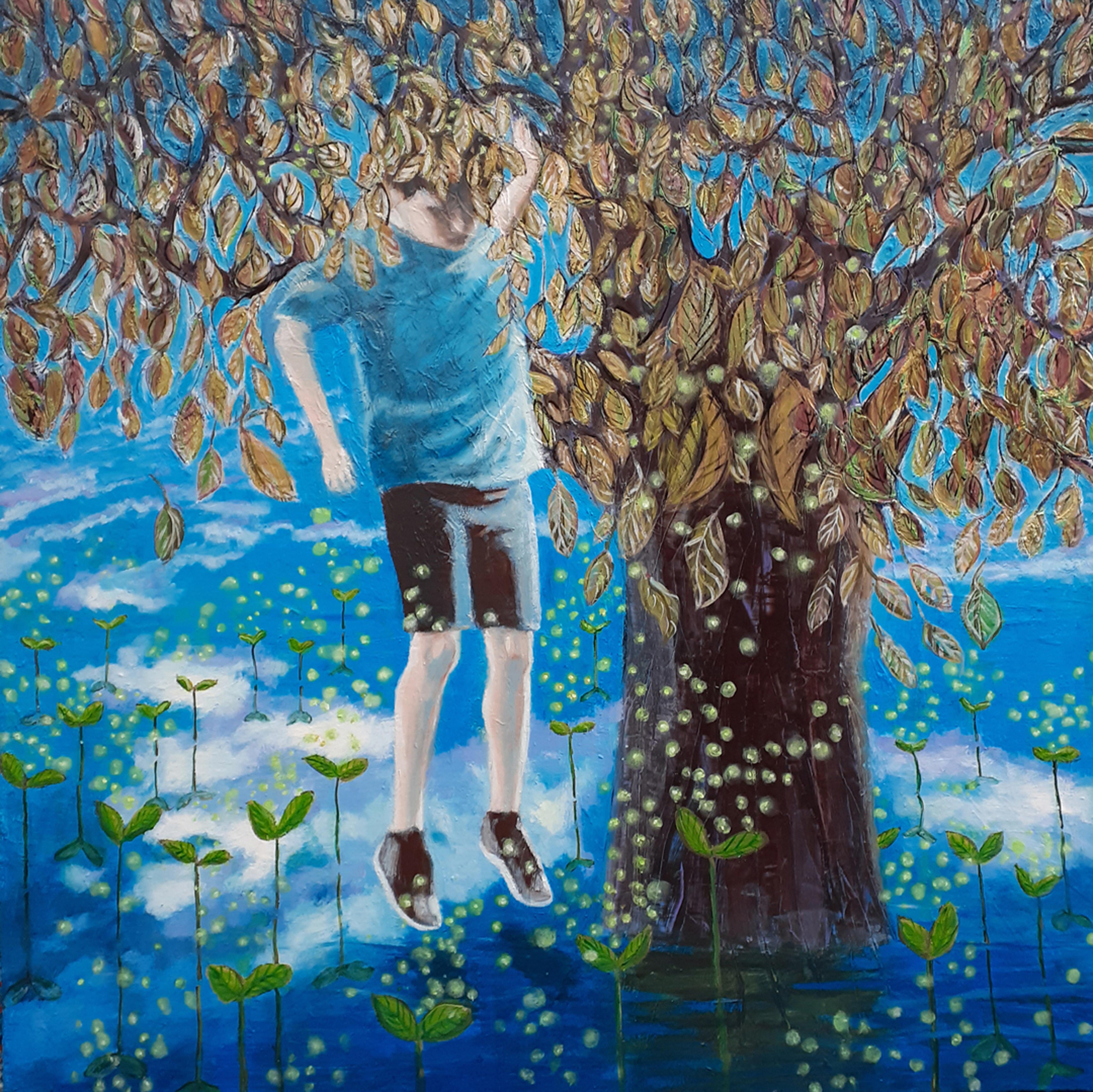 Evy Olsen Halvorsen Figurative Painting - Dropping in
