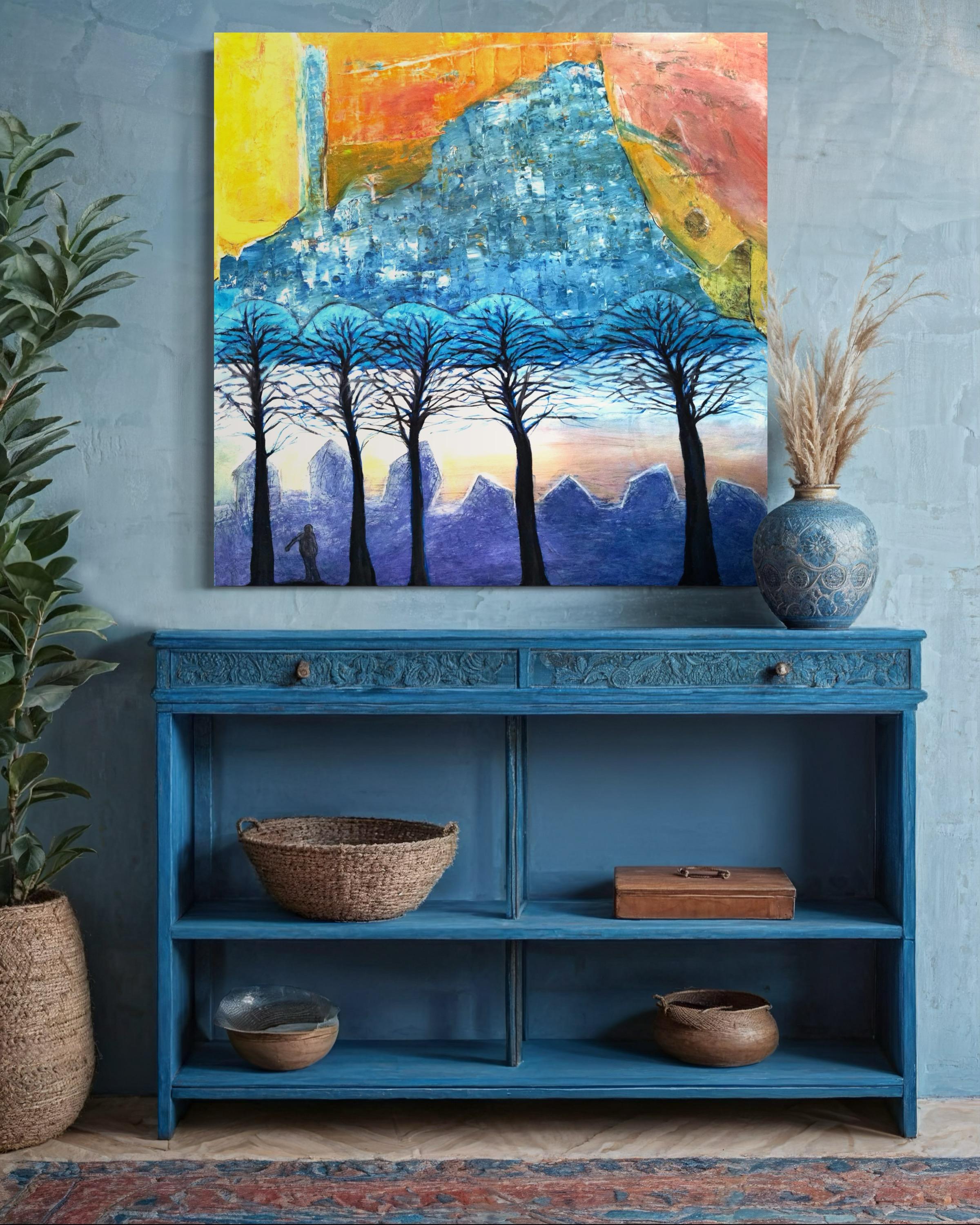 HillTown - Abstract Expressionist Painting by Evy Olsen Halvorsen
