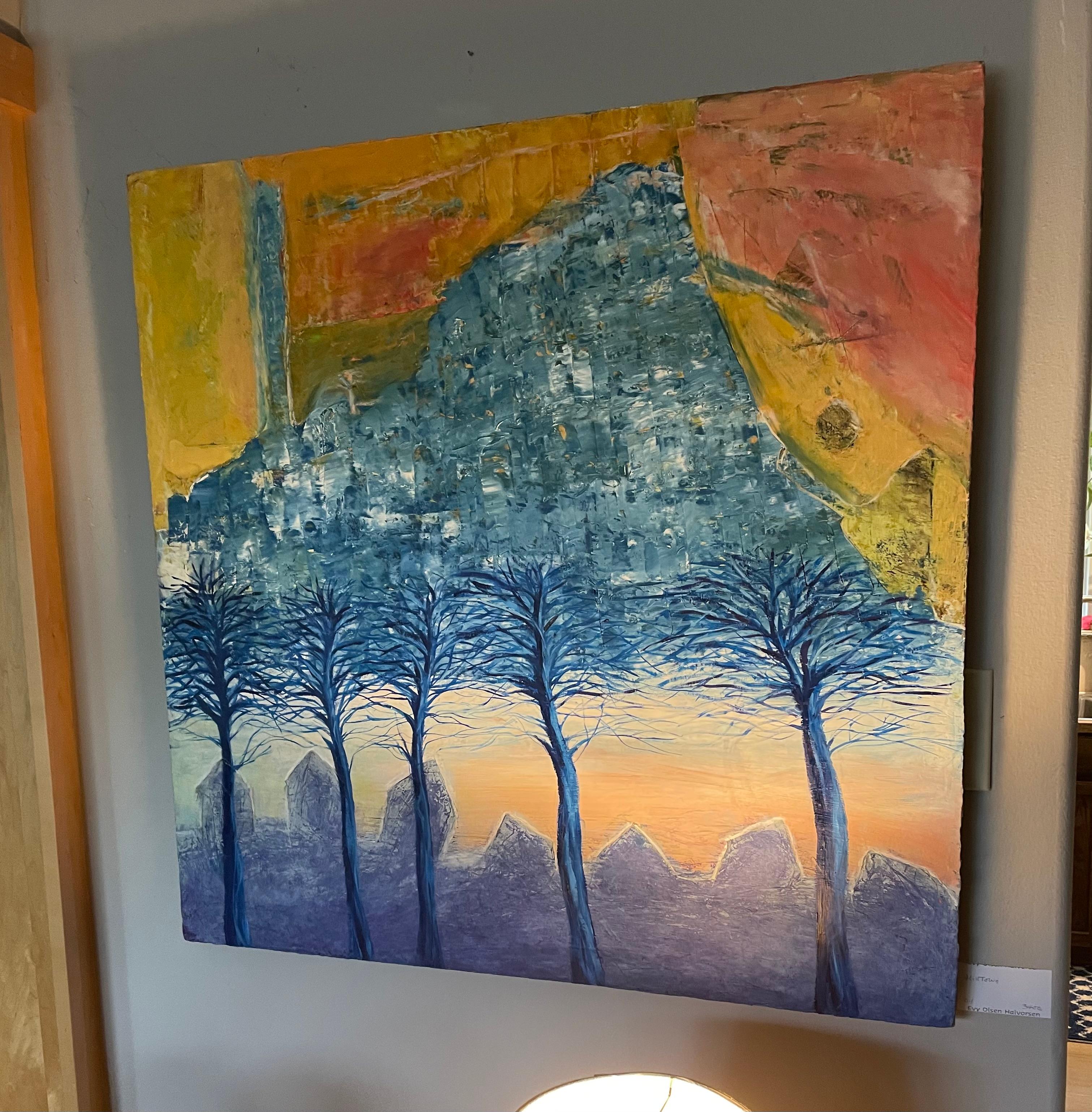 HillTown - Abstract Painting Blu di Evy Olsen Halvorsen
