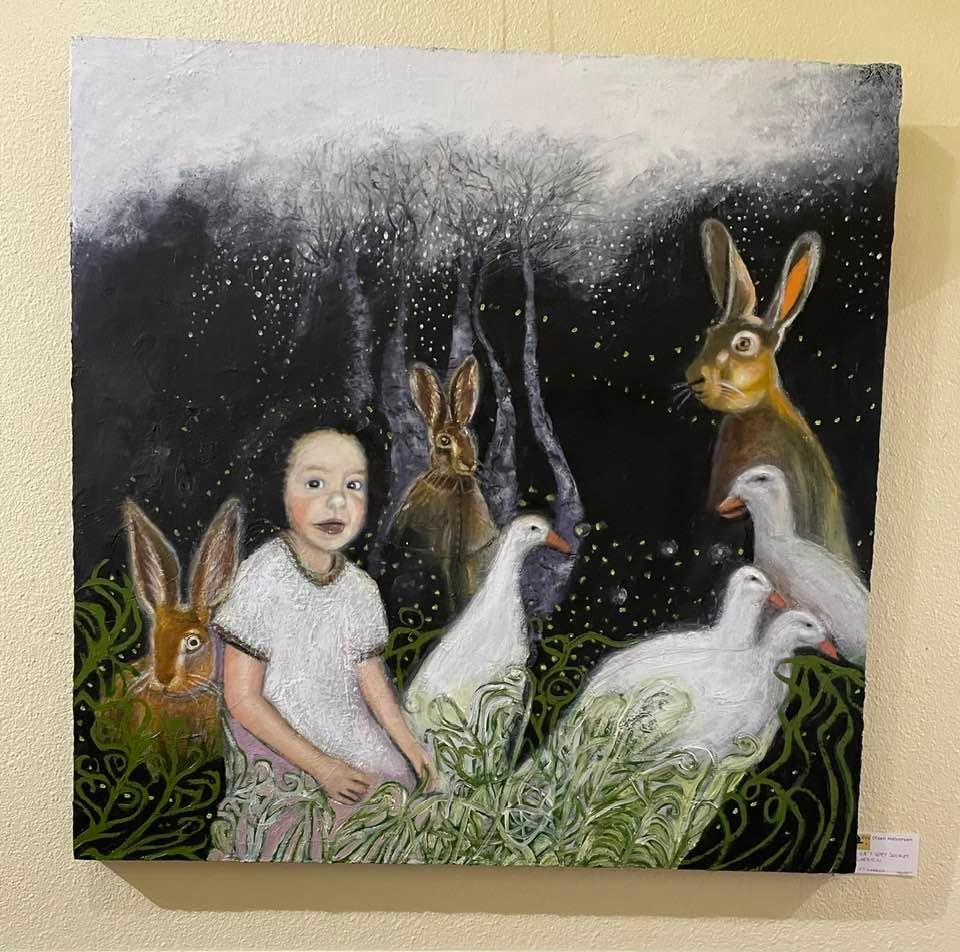 El jardín secreto de Nina - Painting de Evy Olsen Halvorsen