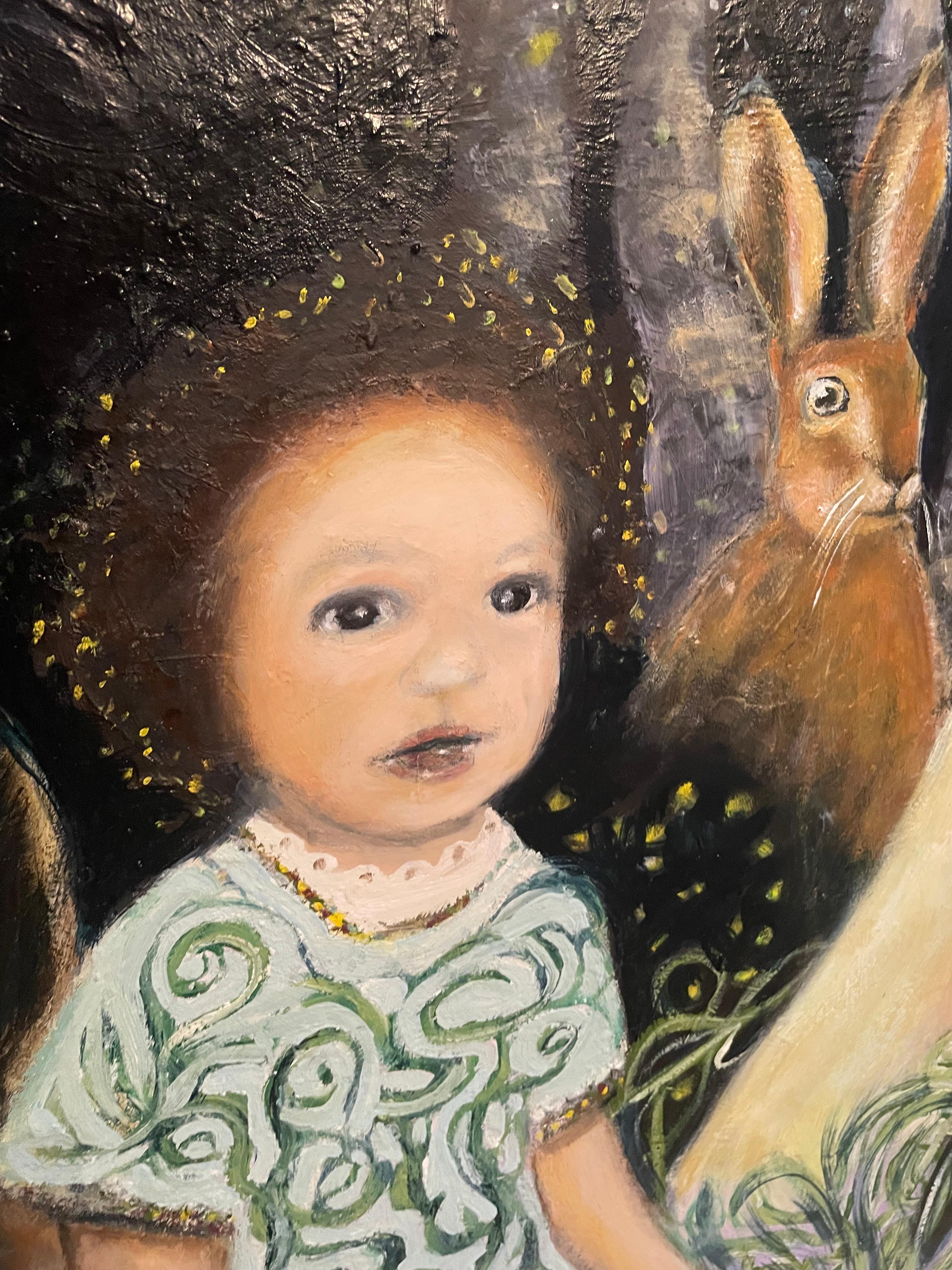 Is this a real thing or is it a dream - Black Figurative Painting by Evy Olsen Halvorsen