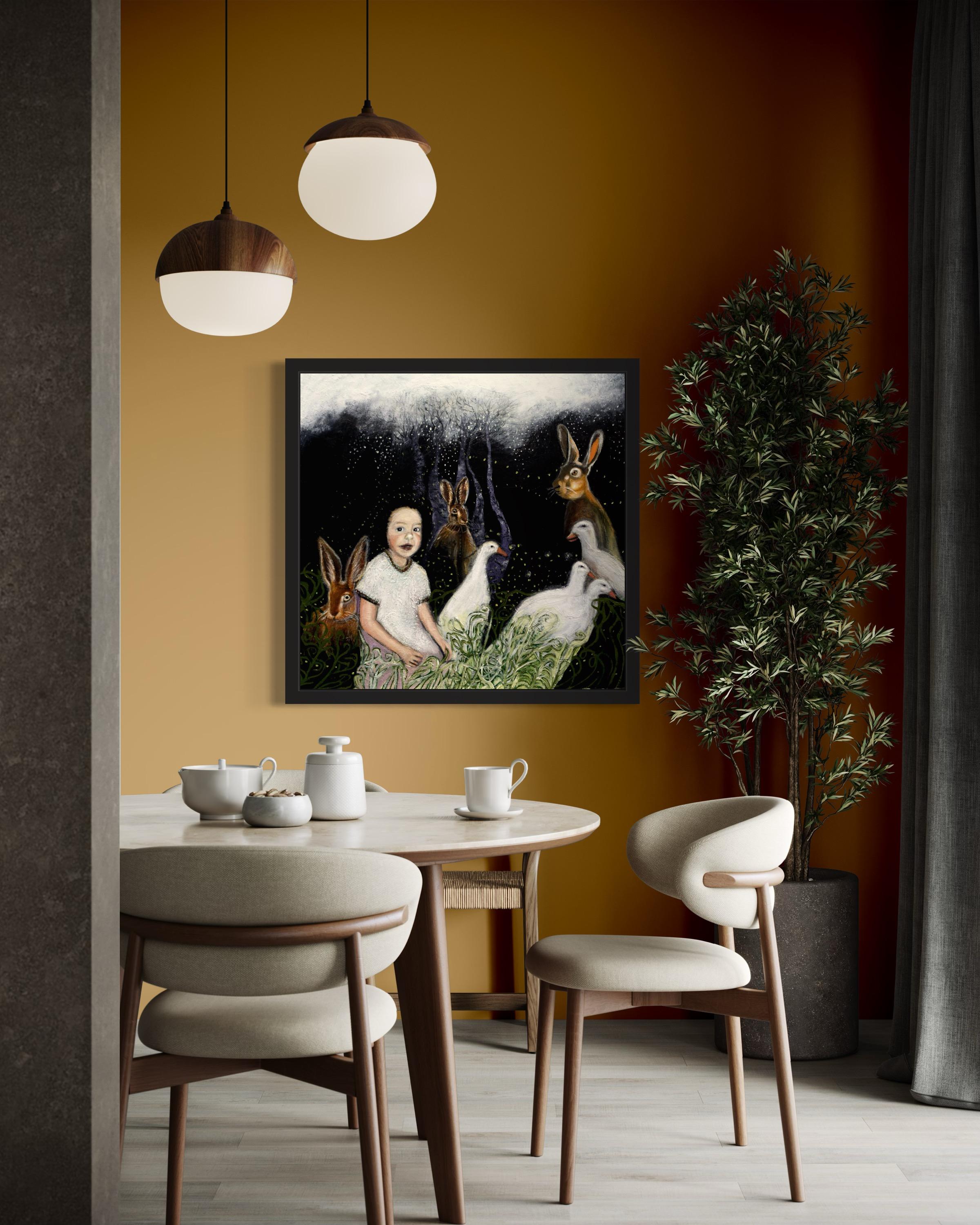 El jardín secreto de Nina - Animal Painting Negro de Evy Olsen Halvorsen