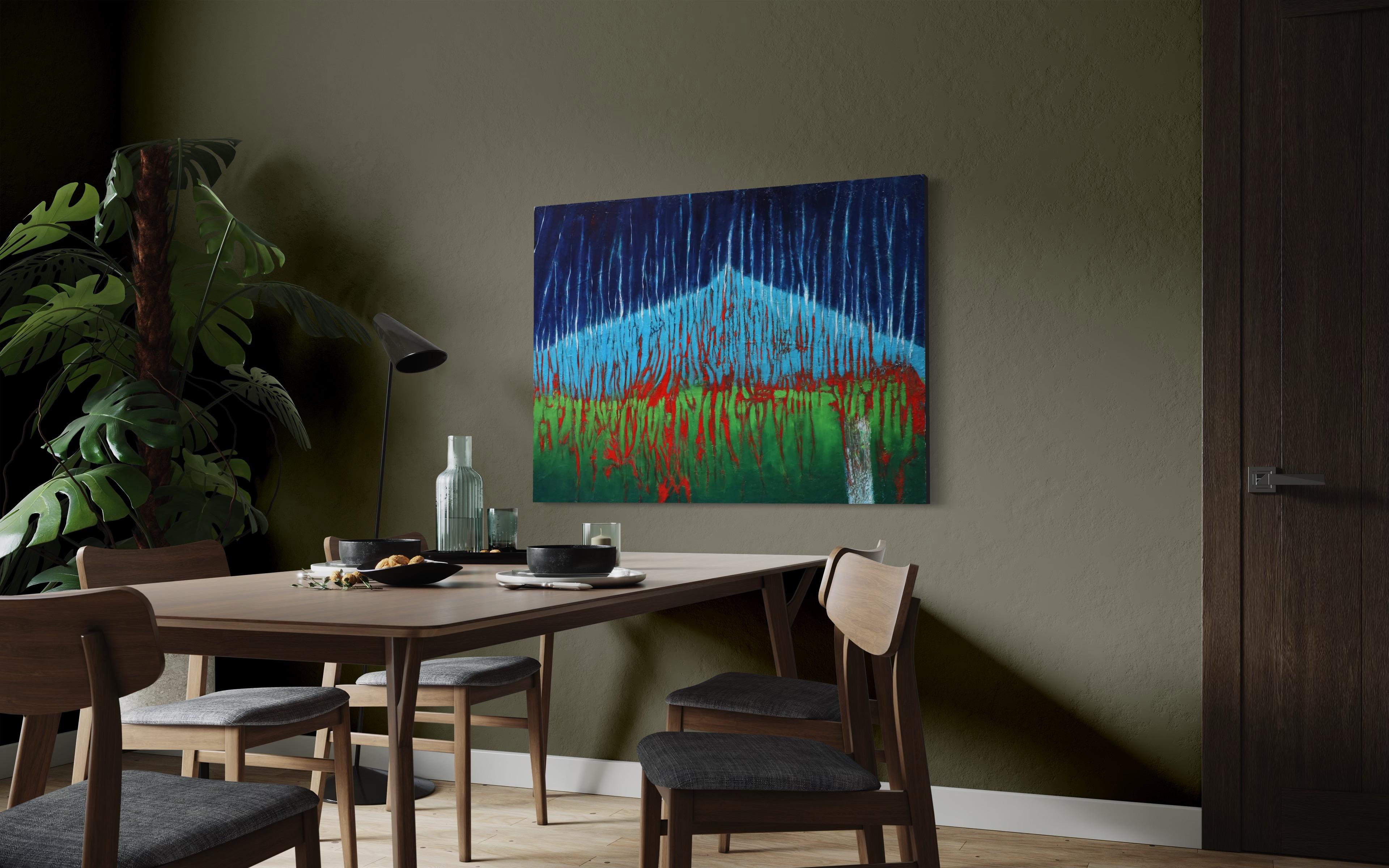 Regnende Elemente (Abstrakter Expressionismus), Painting, von Evy Olsen Halvorsen