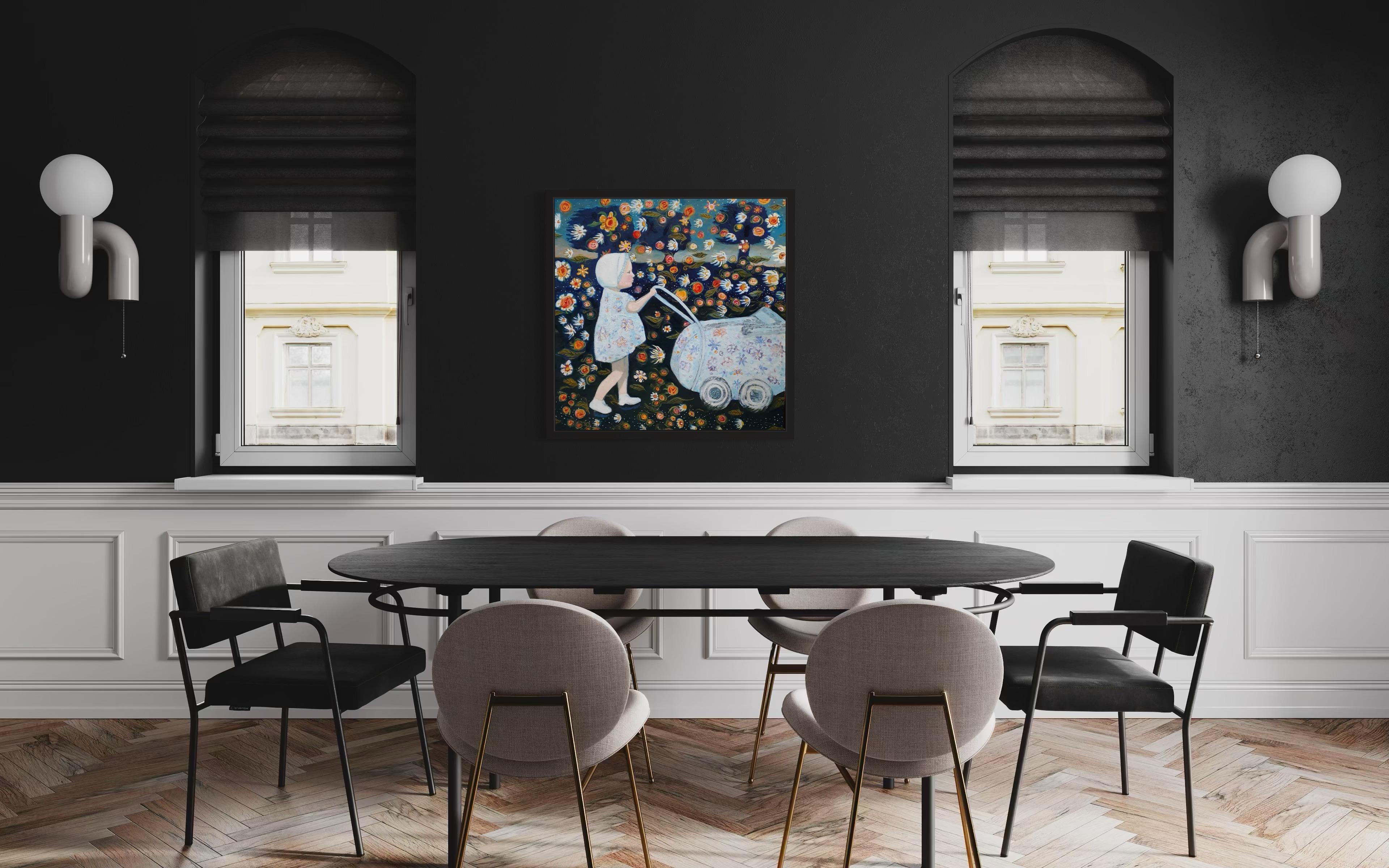 Strolling through a daydream - Black Figurative Painting by Evy Olsen Halvorsen