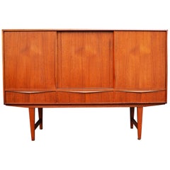 E.W. Bach Danish Teak Three Sliding Door Taller Buffet/Credenza