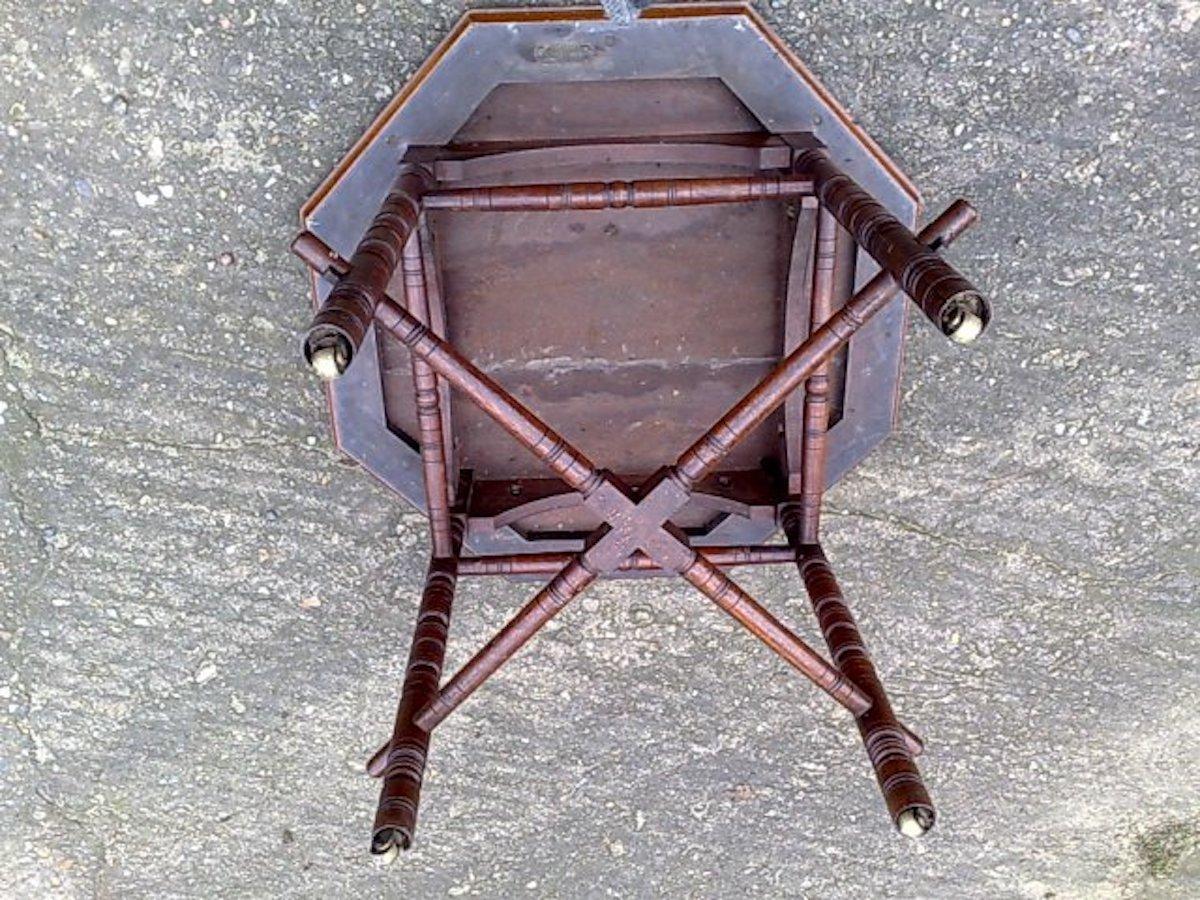 E.W. Godwin, an Aesthetic Movement Walnut Octagonal Table with Crossed Stretcher For Sale 5